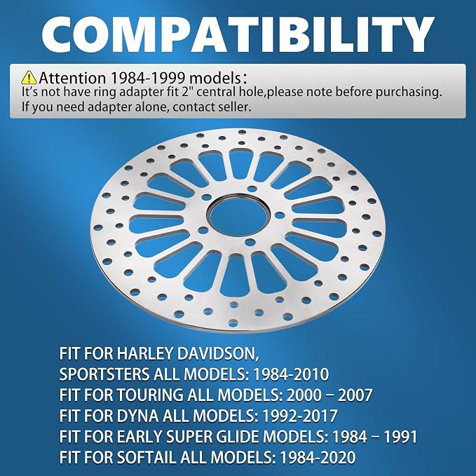 11.5''Rear Brake Rotor Fit for Harley Davidson Touring Sportster Dyna, Early Super Glide Softail Great Performance Superior Heat Dissipation Brake part, 420 Stainless Steel Rotors