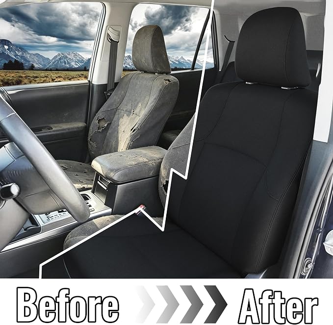 Thick Composite Fabric Front Seat Covers for Toyota 4Runner 2011-2024 Waterproof and Scratch-Resistant, Providing Outstanding Protection Heavy Duty Padded-Black