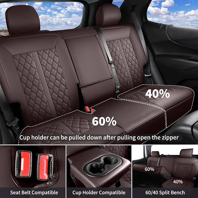 Huidasource Nissan Titan Seat Covers, Waterproof Leather Covers Custom Fit for Nissan Titan/Titan XD 2016-2024 SV PRO-4X SL Platinum Reserve Crew Cab (Fullset/Coffee)