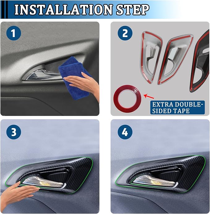 Door Inner Handle Protection Cover Trim Anti Scratch Interior Door Handle Decorative Accessories Kit Imitation Carbon Fiber Pattern ABS Material for Chevrolet Trax 2023 2024 2025 Pack of 4