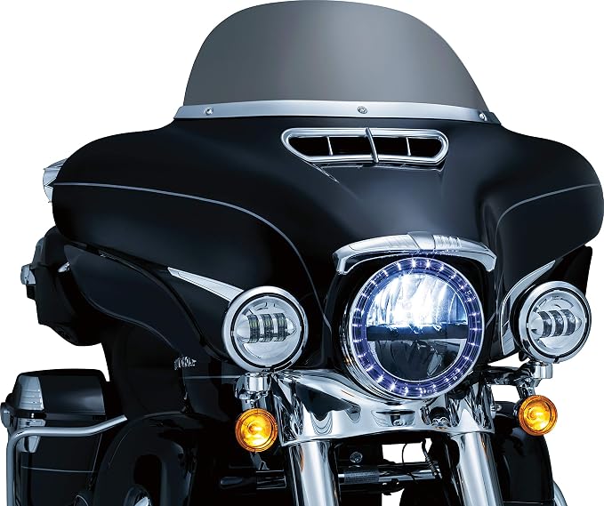 Kuryakyn 1387 Motorcycle Accessory: Smooth Windshield Trim for 2014-19 Harley-Davidson Motorcycles, Chrome
