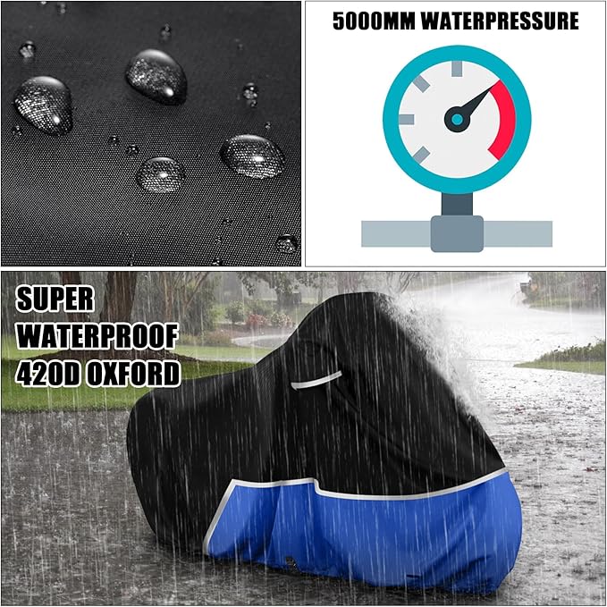 Waterproof Motorcycle Cover Replace for Harley Davidson Touring Limited with Trunk Models, 420D Oxford Cloth Road Glide Limited, Ultra Motorcycle Cover for Snow Rain Dust Protection