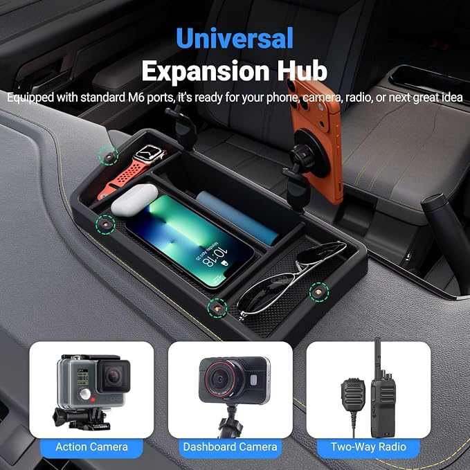 Dashboard Storage Organizer with Phone Mount Compatible with 22-26 Chevy Silverado GMC Sierra 1500 24-26 2500HD 3500HD Dash Storage Tray Replacement for 2022-2026 Chevy Silverado Accessories