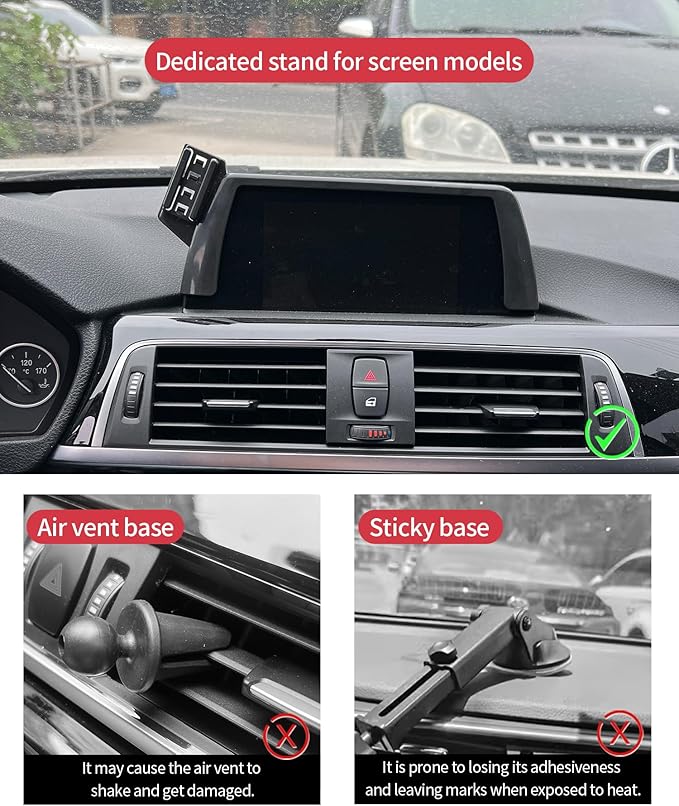 Wireless Charging Car Phone Holder for BMW 3 Series 2012-2018/2 Series/4 Series 2014-2018, 6.5" Screen Fixed Clip, 360° Rotation Car Phone Mount Compatible with MagSafe