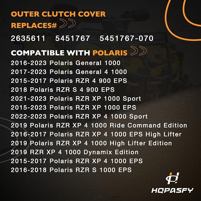 Outer Clutch Cover, Compatible with 2015-2023 Polaris RZR XP 1000, General 1000 & More, Replace 2635611 CVT Plastic Outer Clutch Housing