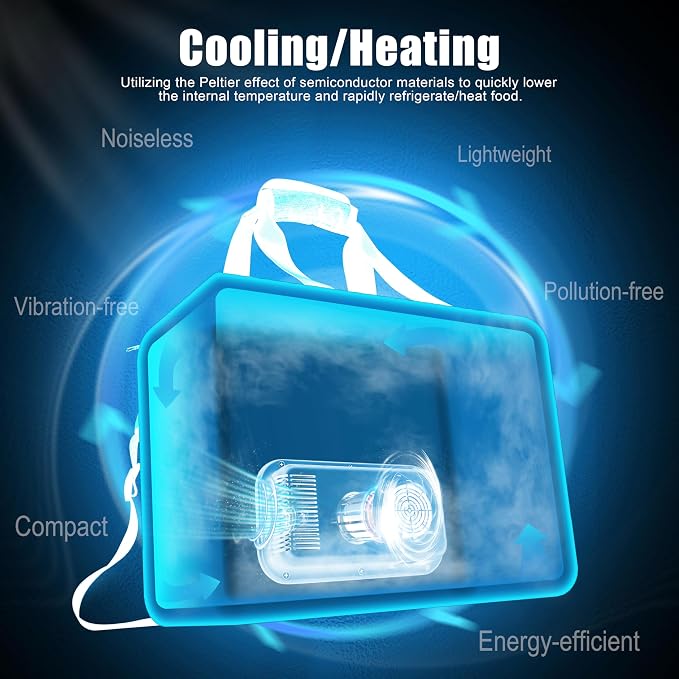outohome 25L 12V Electric Portable Cooler Warmer Bag, DC Plug In Insulated Car Cooler Bag, Heating and Cooling Dual Function Bag for Truck Drivers, Camping, Groceries & Family Outings, All Season