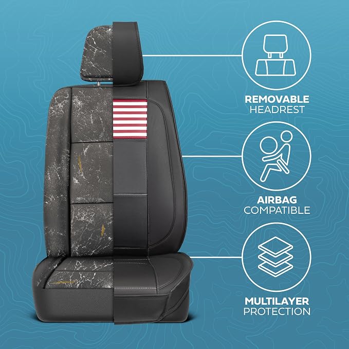 American Flag Seat Covers for Trucks, Cars, & SUV - Napa Leather US Car Seat Covers American Flag Truck Accessories - Car Seat Cover Patriotic Car Accessories Car Seat Protector