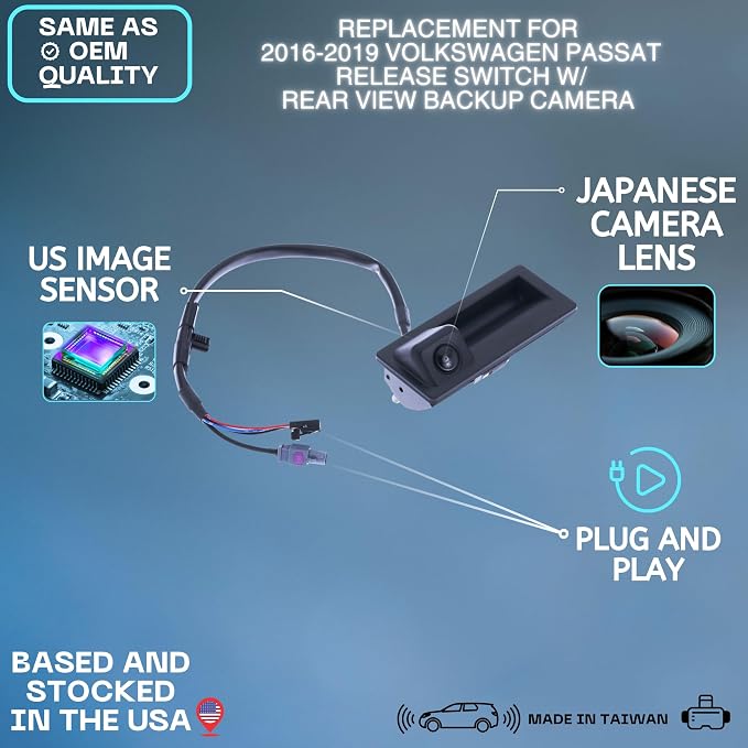 Backup Camera Replaces for 2016 2017 2018 2019 Volkswagen Passat Release Switch OE Part # 561827566D9B9 561980121B 561827566C 561827566D