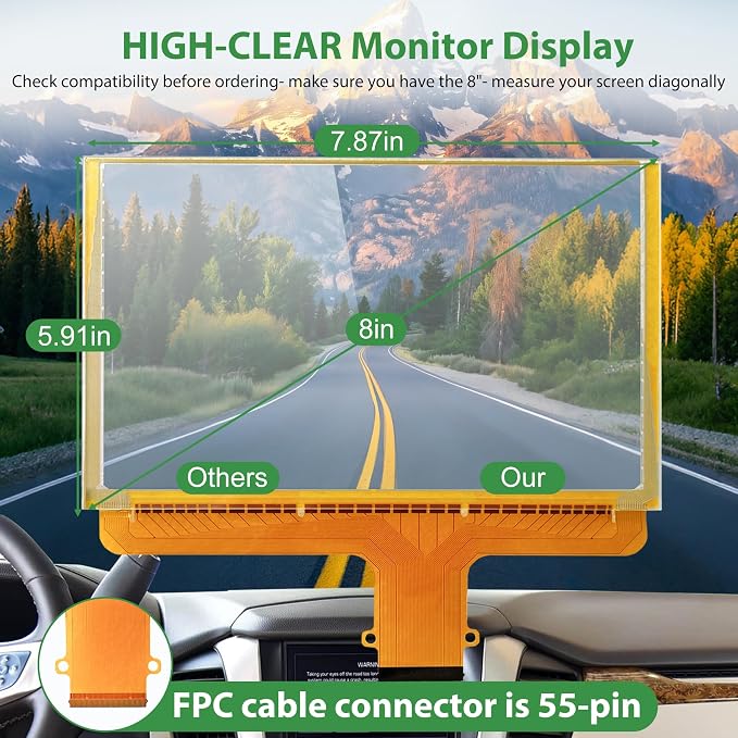 DJ080PA-01A Touch Screen Digitizer Replacement (8''), Compatible with Chevy gmc, 2014-2019 Sierra Suburban Acadia Terrain Yukon Canyon, Silverado Tahoe Colorado, Mylink Touchscreen Radio Navigation