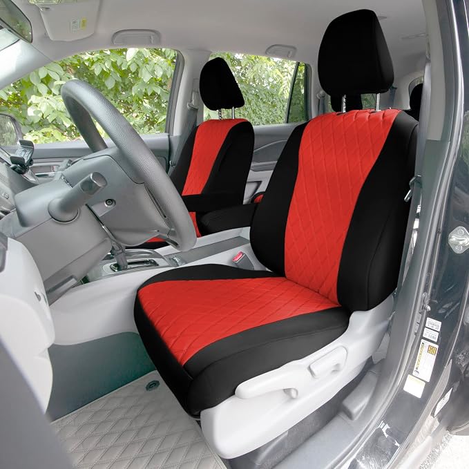 FH Group Custom Fit Car Seat Covers Specifically Made for 2016–2022 Honda Pilot, Front Set Red Ultraflex Neoprene, Waterproof Car Seat Cover, Honda Accessories