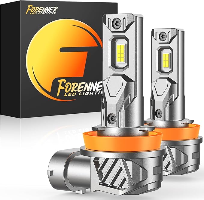 FORENNER Upgraded H11 Light Bulbs, 900% Ultra Brightness, 6500K Cool White H9 H8 H16 Driving Fog lights, 1:1 Mini Size, 10-Year Lifespan, Play-N-Plug, Pack of 2