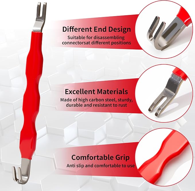 4Pcs Automotive Electrical Disconnect Pliers Set, High Carbon Steel Electrical Connector Pliers, Fuel Line Disconnect Tool & Terminal Separator Removal Kit for Vehicles Trucks
