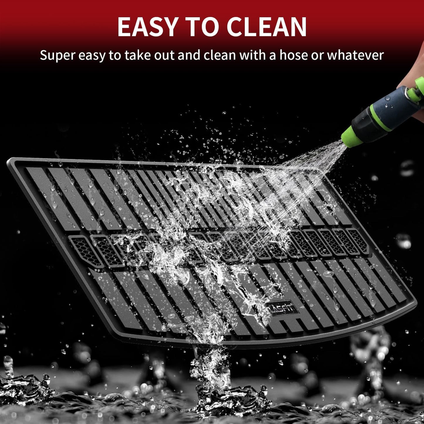 LASFIT Trunk Mat for Jeep Grand Cherokee L 2021-2025 6-Passenger and 7-Passenger All Weather TPE Custom Fit Cargo Mat Trunk Liner Cargo Liner, Black