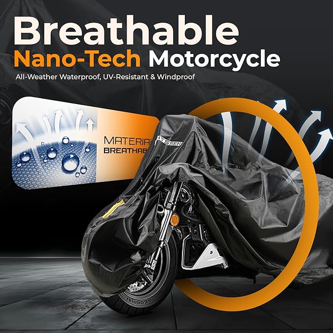 Heavy Duty Motorcycle Cover for - Enhanced Waterproof Motorcycle Covers Outdoor Storage Applicable to mainstream medium-sized motorcycles car on the market(XL)