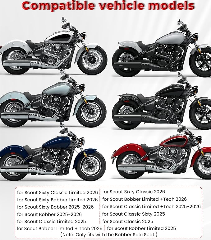 Driver Backrest Rider Back Rest Backpad Compatible with Indian Scout Sixty/Bobber/Classic Solo Seat 2025-up