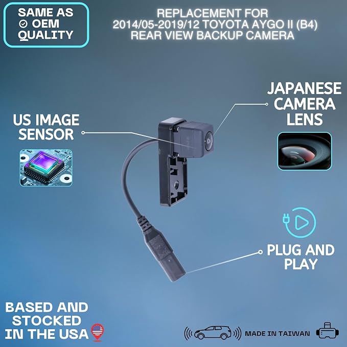 Backup Camera Replaces for 2014/05 2015 2016 2017 2018 2019 Toyota Aygo II (B4) OE Part # 867900H010