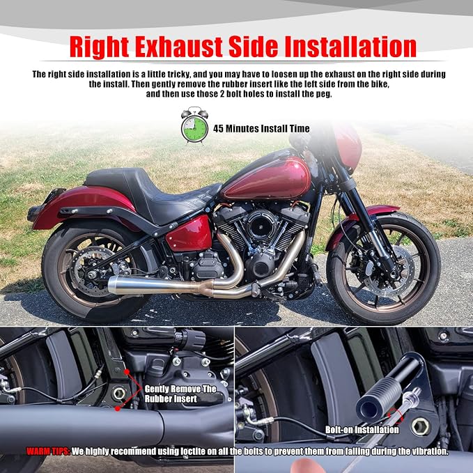 Goldfire Rear Passenger Foot Pegs Crash Bar Frame Slider Motorcycle Highway Pegs Bumper Protector Engine Guard Fits For Harley Softail Street Bob Low Rider Heritage Classic 2018-2023