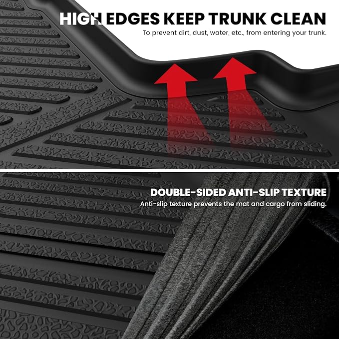 LASFIT Cargo Mat for Subaru Forester 2024 2023 2022 2021 2020 2019, All Weather TPE Custom Fit Easy Clean Durable No-Curling Trunk Mat for Forester 2019-2024 Cargo Tray Liner,Black