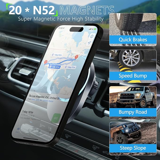 CLEC for Mercedes-Benz GLE-Class 2020-2026 GLS-Class 2020-2026 Magnetic Wireless Charger Car Phone Holder Mount for Mercedes-Benz Car Phone Holder 15W Fast Charging Car Phone Holder Wireless Charger