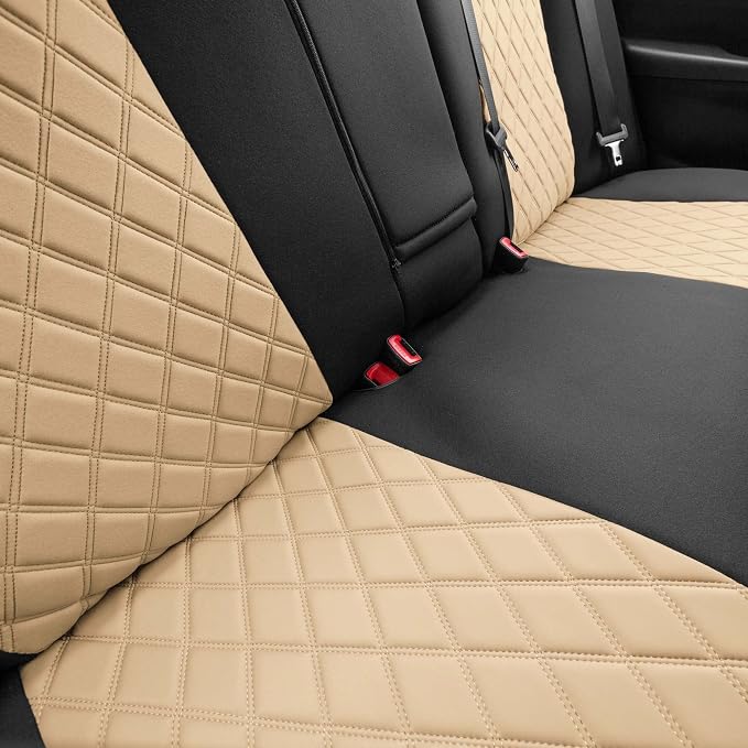 FH Group Custom Fit Seat Covers Specifically Made for 2012-2017 Toyota Camry LE | SE | XSE | XLE - Ultraflex Neoprene Waterproof Car Seat Cover, Full Set Beige