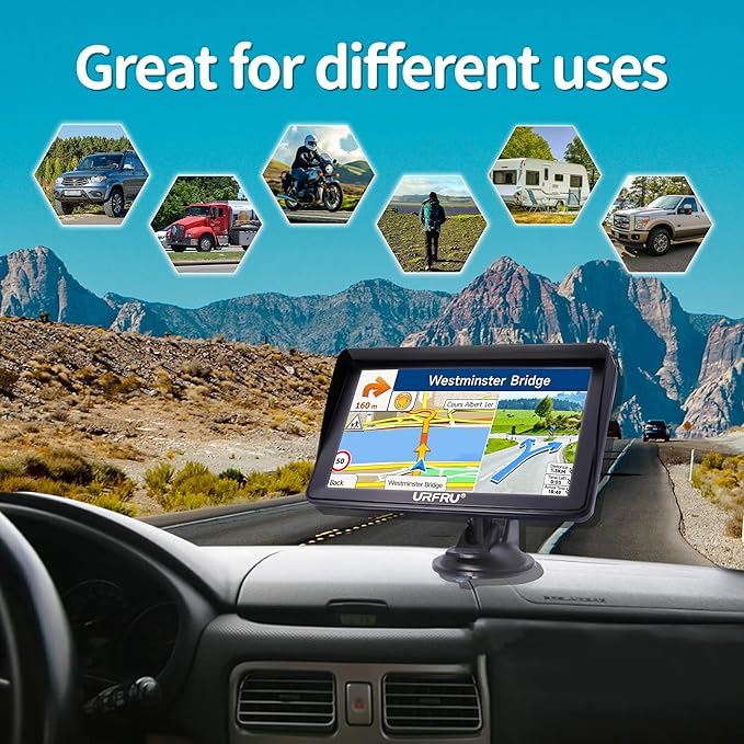7-inch GPS Navigator for Car Truck RV Pickup, 2026 Offline Map with Free Updates Lifetime, Big HD Touchscreen, Satallete Navigation, Voice Guidance, Speed & Traffic Alerts, Custom Truck Routing