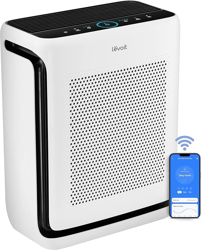 LEVOIT Air Purifiers With Air Quality Monitor for Home Large Room, Vital 100S Covers Up to 1110 Ft² & Vital 200S Covers Up to 1900 Ft²