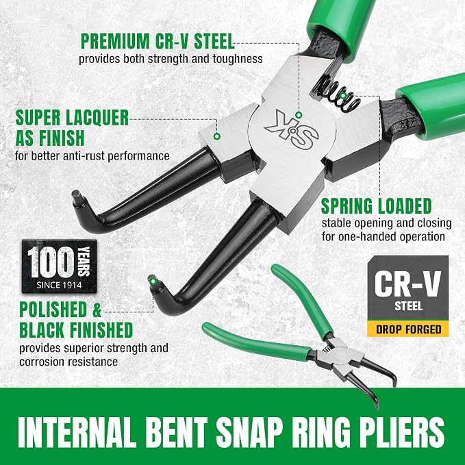 SK 7-Inch Snap Ring Pliers, Internal Circlip Pliers with 90-Degree Bent Jaw, Tip Diameter 0.07'', Premium CR-V Steel