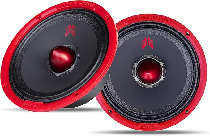 MX65E1 Midrange Loudspeaker 6.5" Red Bullet, 400W Max, 6 Ohms, Premium Quality Audio Door Speakers for Car or Truck Stereo Sound System, Red (2 Speaker)