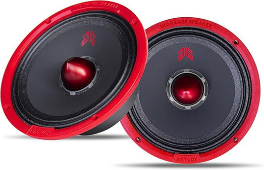 MX65E1 Midrange Loudspeaker 6.5" Red Bullet, 400W Max, 6 Ohms, Premium Quality Audio Door Speakers for Car or Truck Stereo Sound System, Red (2 Speaker)