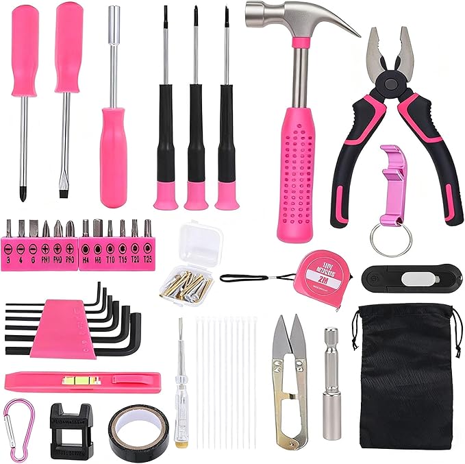 82-Piece Automotive and Household Tool Set - Tape Measure, Screwdrivers, Hammer, Pliers, Hexagon, Batch Head, Repair Hand Tools Perfect for Car Enthusiasts and DIY Home Repair