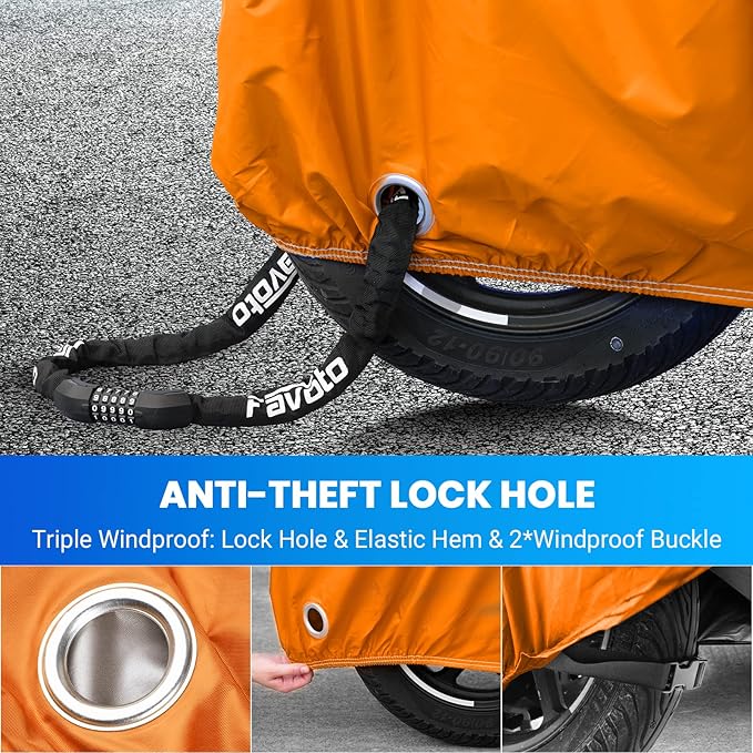 Favoto Motorcycle Cover Waterproof Outdoor Reflective 96.5 inches Length All Season Weather Sun Rain Protection with Lock-Holes & Storage Bag Motorbike Powersports Vehicle Dirtbike Cover