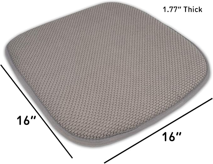 Sweet Home Collection Cushion Memory Foam Chair Pads Honeycomb Nonslip Back Seat Cover 16" x 16" 6 Pack Silver