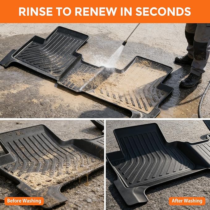 Floor Mats for Chevy Colorado Crew Cab 2015-2022 and for GMC Canyon Crew Cab 2015-2022 (Not for 2 Door or Extended Cab), Heavy Duty TPE All Weather Protection Waterproof Non-Slip (Two-Row Floor Mats)