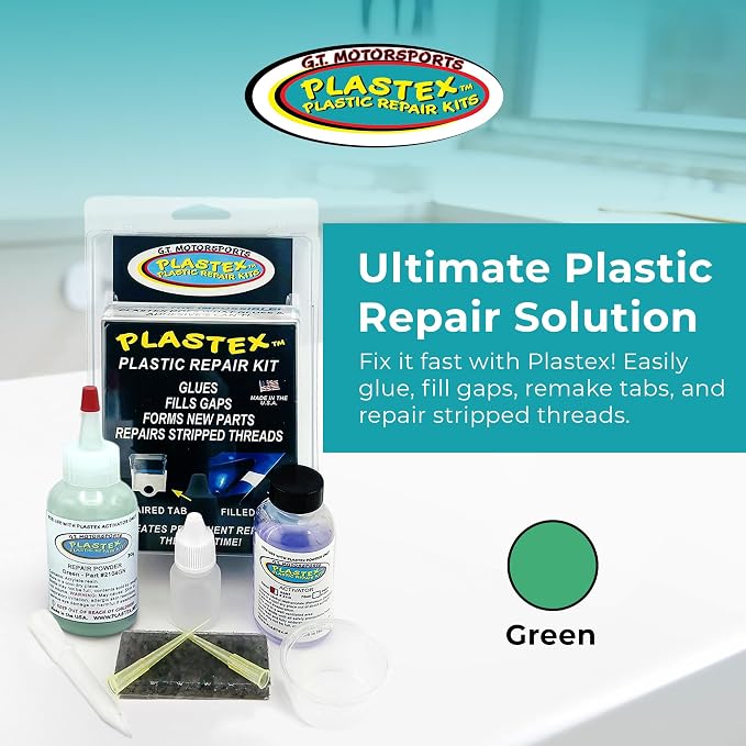 Plastex Plastic Repair Kits - Easily Glue, Repair or Remake Broken Plastic, Fiberglass, Wood & More! (Standard Green Kit)