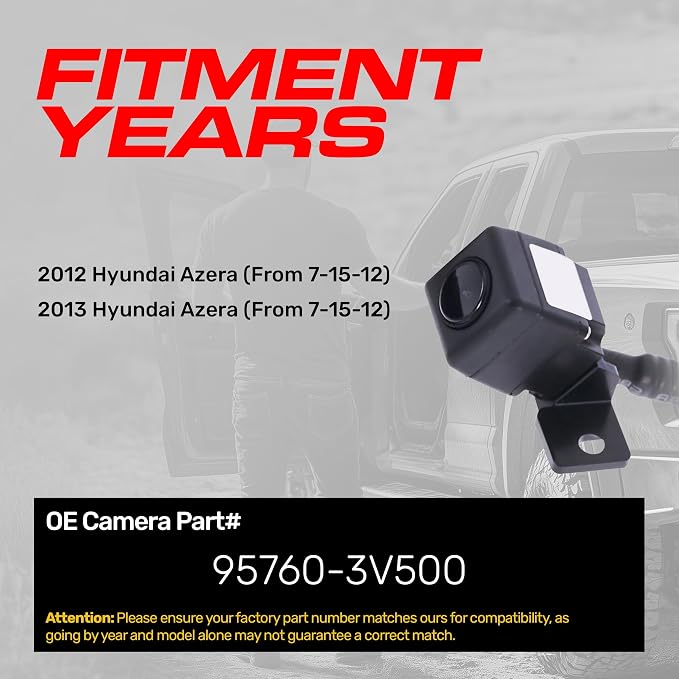 Master Tailgaters Replacement for Hyundai Azera (2012-2013) [from 7-15-12] Backup Camera OE Part # 95760-3V500
