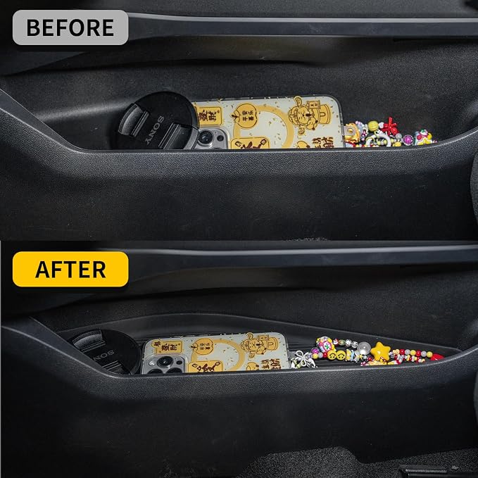 Gear Shift Side Storage Compatible with 2021-2025 2026 Ford F150 Silicone Center Console Side Lower Storage Tray Gear Shifter Organizers 2PCS for 2024 F-150 Accessories
