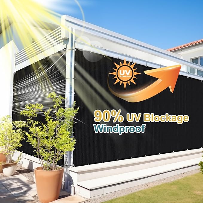 Shade&Beyond Customized Size 90% Sun Shade Cloth with Grommets, 10' X 16' Pergola Shade Cover Canopy, Mesh Tarp Sun Screens for Patio, Outdoor, Garden, Backyard, Black