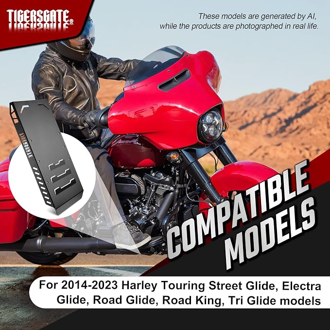 Aluminium Skid Plate Lower Engine Chassis Protection Guard for 2014-2023 Harley Touring Street Electra Road Glide King, Black