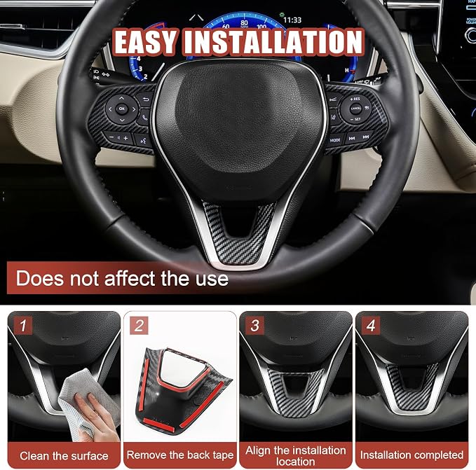 Carbon Fiber Steering Wheel Cover Compatible with Toyota Corolla 2020–2026 & Corolla Hatchback 2019–2026