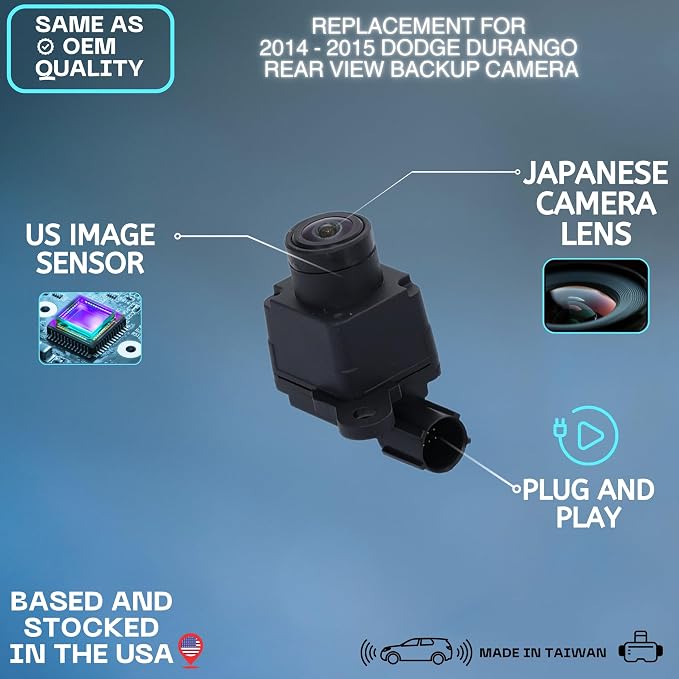 Backup Camera Replaces for 2014-2015 Dodge Durango OE Part # 68206872AI 68206872AD 68206872AE 68206872AF 68206872AG 68206872AH