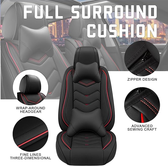 CTDS Car Seat Covers for Chevy Equinox 2005-2026, Stylish Sport Seat Cover, Premium Nappa Leather Car Seat Cover. Automobile Seat Covers Sets.(Luxury 5 Seats/Black)