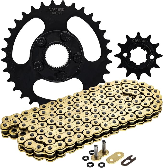 NICHE Drive Sprocket Chain Combo for Polaris RZR 170 Front 12 Rear 32 Tooth 520 X-Ring 120 Links