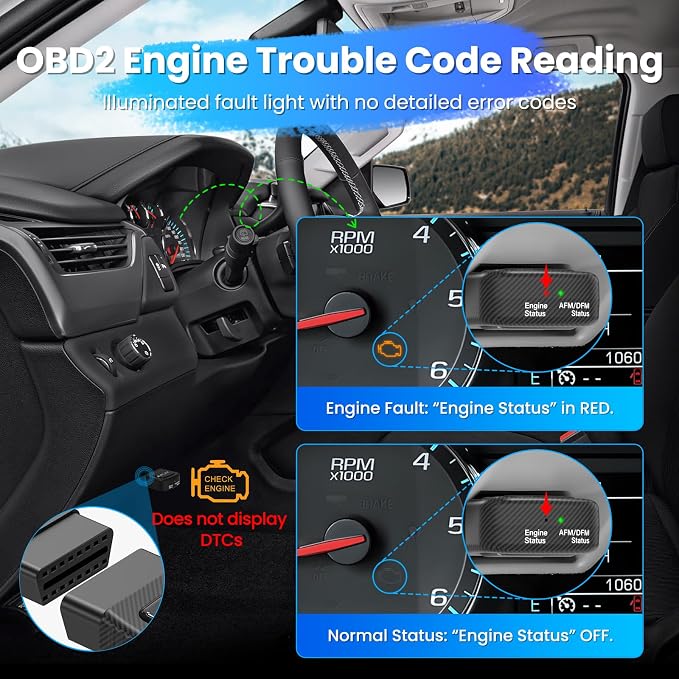 JOPLAY 2 in 1 AFM DFM Disabler, Active Fuel Management Disabler and Additional Fault Indicator Alert DFM Compatible with 5.3 Silverado(Chevy Sierra Cadillac Escalade Yukon) GM 4.3L, 5.3L, 6.0L