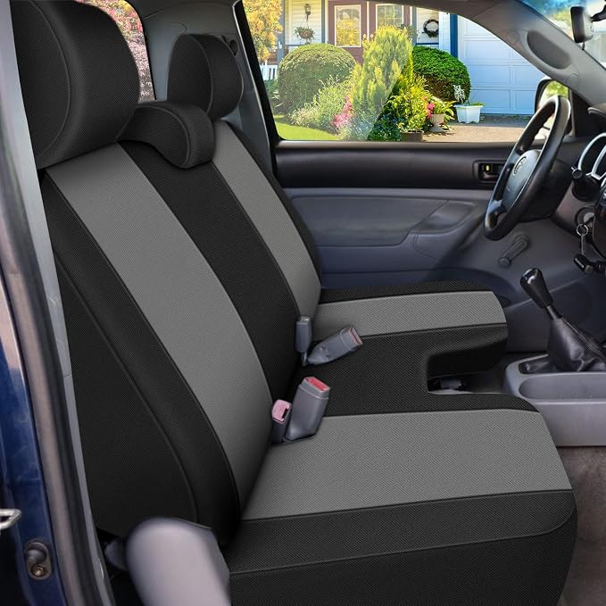 SAPUBK Front Bench Seat Covers Replace for 2005-2014 Toyota Tacoma Seat with Large Notched Cushion, Knitted Fabric Composite Soft Foam Lining Airmesh Breathable Seat Cover