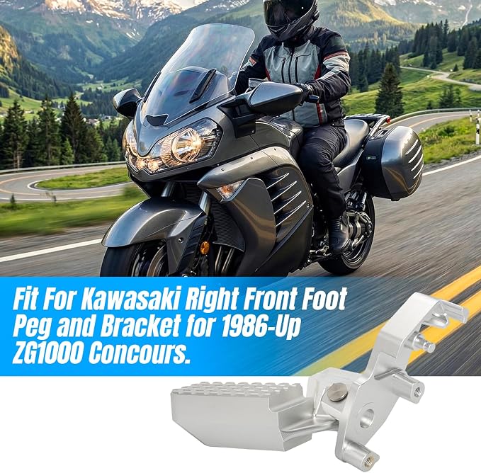 Right Front Foot Peg and Bracket Fit For Kawasaki 1986-Up ZG1000 Concours - Aluminum Material - #34003-1260#34028-1199