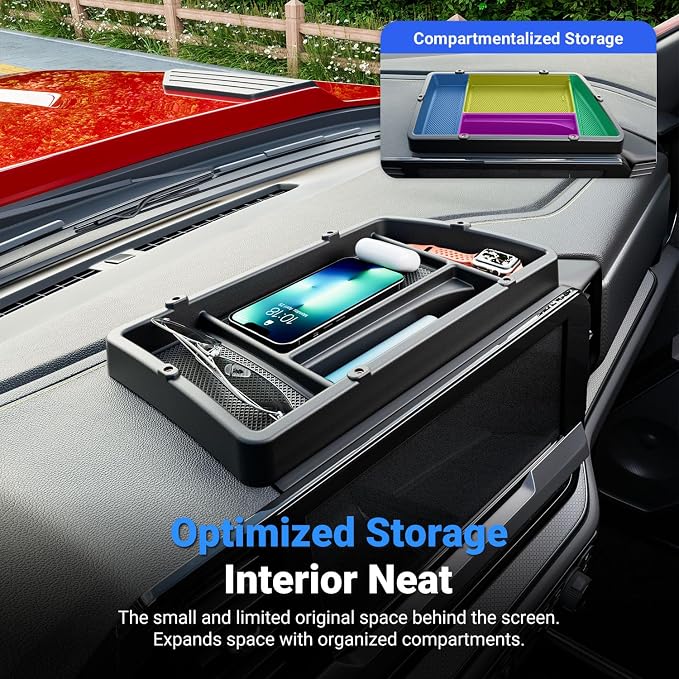 Dashboard Storage Organizer Compatible with 2022-2026 Chevy Silverado GMC Sierra 1500 24-26 2500HD 3500HD Dashboard Storage Tray Replacement for 2022-2026 Chevy Silverado Accessories