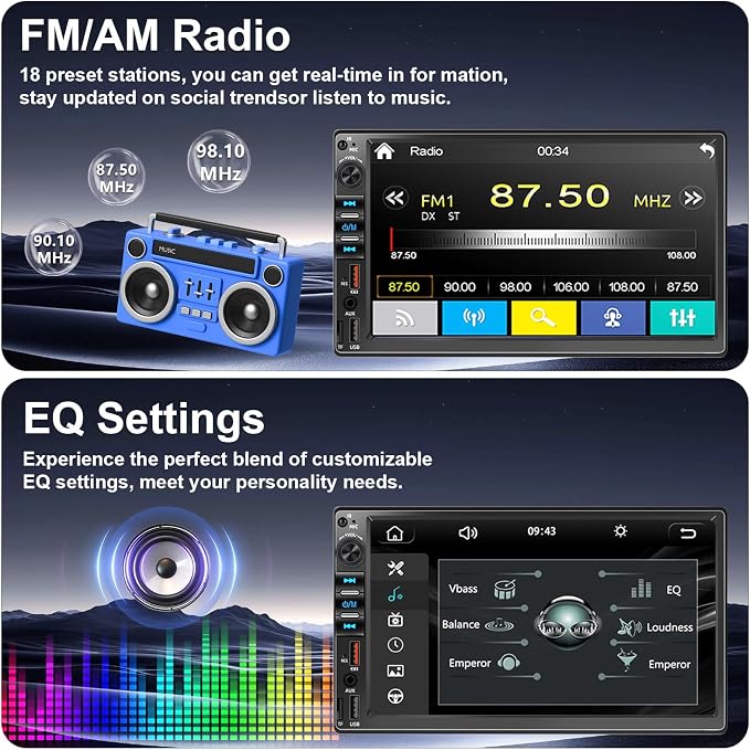 Car Radio Stereo Wireless Carplay Android Auto Navi for Toyota Tacoma Sienna1998-2004/4Runner Camry 1990-2002/Tundra Sequoia 2000 2001 2002/Land Cruiser 1991-2000