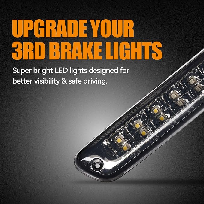 Third 3rd Brake Light LED for 2004-2012 Chevy Colorado, High Mount Rear Brake Lights Assembly for 04-12 GMC Canyon, Waterproof Center Cab Cargo Lamp Stop Light (Smoke)