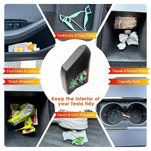 for Tesla Model Y Trash Can Tesla Model 3 Trash Bin for 2018-2024 Tesla Small Car Trash Can for Side Door Model 3 Front Right Door Trash Garbage Bin w/Lid (Tesla Right Side)