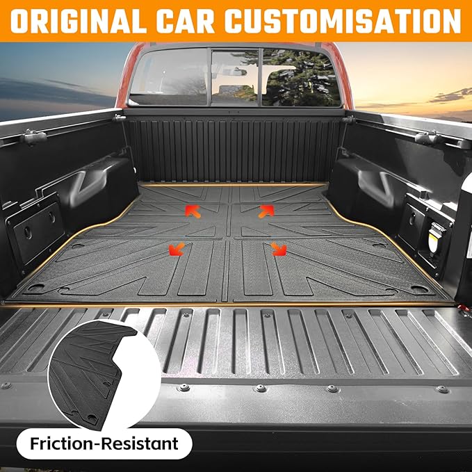 Truck Bed Mat and Net Compatible with 2024-2025 Toyota Tacoma 5FT Truck Bed Replacement, Truck Net TPE Cargo Bed Liner All Weather Cargo Mat for Toyota Tacoma Accessories
